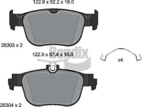 BENDIX Braking BPD1652 - Комплект спирачно феродо, дискови спирачки vvparts.bg