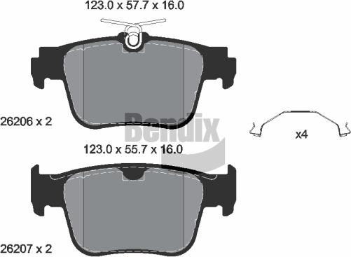 BENDIX Braking BPD1664 - Комплект спирачно феродо, дискови спирачки vvparts.bg