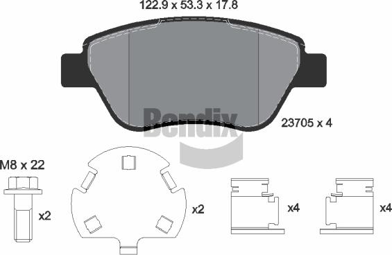 BENDIX Braking BPD1617 - Комплект спирачно феродо, дискови спирачки vvparts.bg