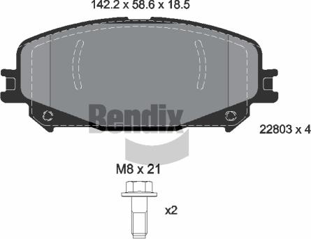 BENDIX Braking BPD1634 - Комплект спирачно феродо, дискови спирачки vvparts.bg