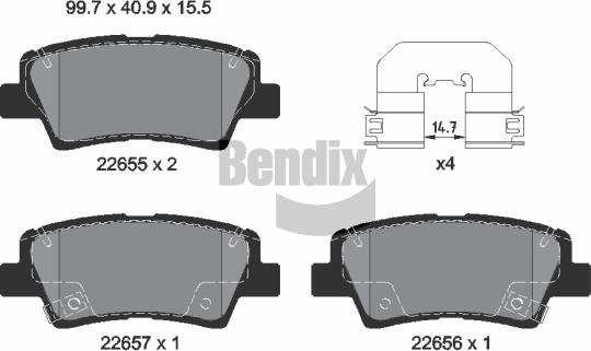 BENDIX Braking BPD1635 - Комплект спирачно феродо, дискови спирачки vvparts.bg