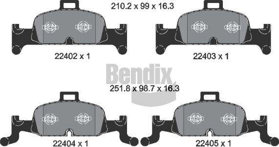 BENDIX Braking BPD1636 - Комплект спирачно феродо, дискови спирачки vvparts.bg