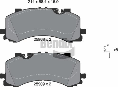 BENDIX Braking BPD1637 - Комплект спирачно феродо, дискови спирачки vvparts.bg