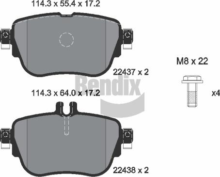 BENDIX Braking BPD1625 - Комплект спирачно феродо, дискови спирачки vvparts.bg