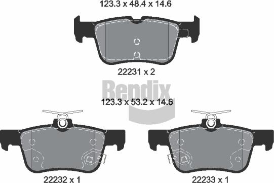 BENDIX Braking BPD1628 - Комплект спирачно феродо, дискови спирачки vvparts.bg