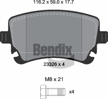 BENDIX Braking BPD1622 - Комплект спирачно феродо, дискови спирачки vvparts.bg