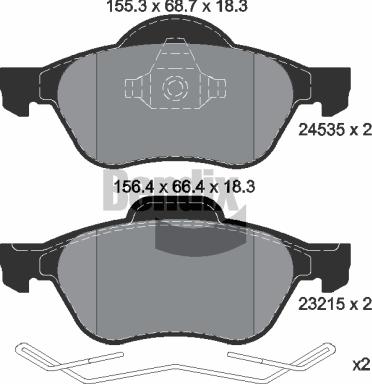 BENDIX Braking BPD1096 - Комплект спирачно феродо, дискови спирачки vvparts.bg