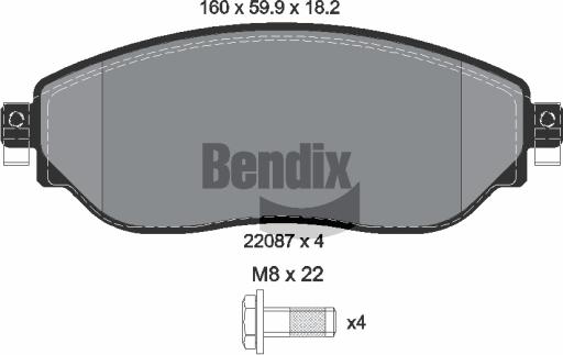 BENDIX Braking BPD1046 - Комплект спирачно феродо, дискови спирачки vvparts.bg