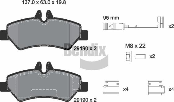 BENDIX Braking BPD1048 - Комплект спирачно феродо, дискови спирачки vvparts.bg