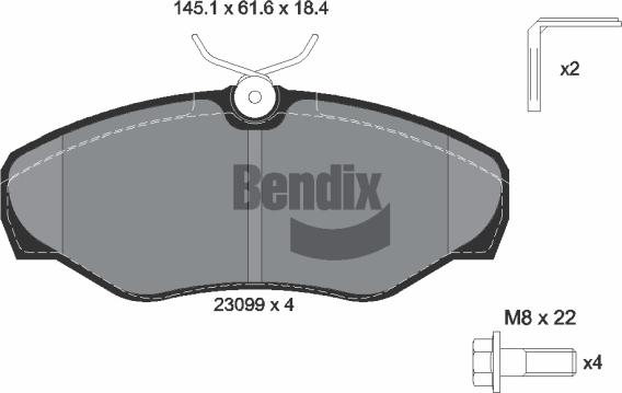 BENDIX Braking BPD1042 - Комплект спирачно феродо, дискови спирачки vvparts.bg