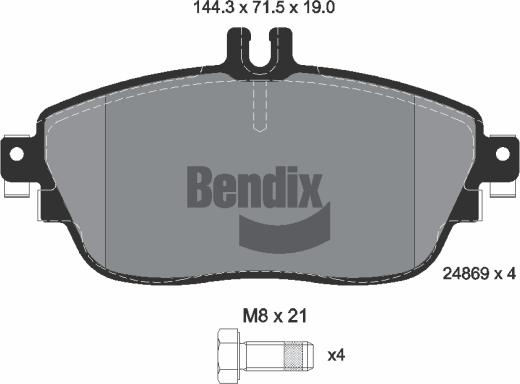 BENDIX Braking BPD1047 - Комплект спирачно феродо, дискови спирачки vvparts.bg