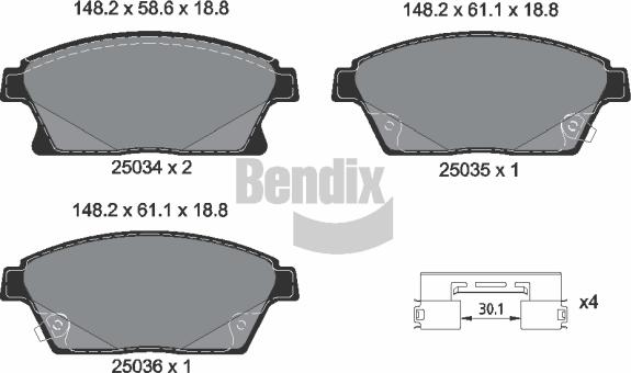 BENDIX Braking BPD1051 - Комплект спирачно феродо, дискови спирачки vvparts.bg