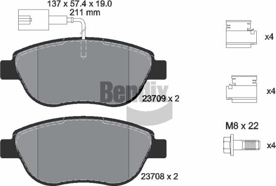 BENDIX Braking BPD1053 - Комплект спирачно феродо, дискови спирачки vvparts.bg