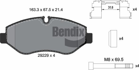 BENDIX Braking BPD1061 - Комплект спирачно феродо, дискови спирачки vvparts.bg