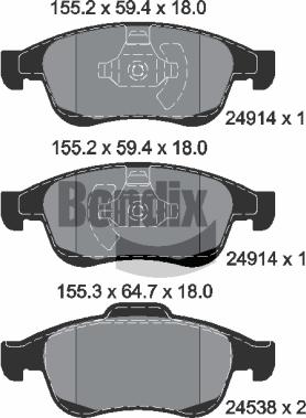 BENDIX Braking BPD1009 - Комплект спирачно феродо, дискови спирачки vvparts.bg