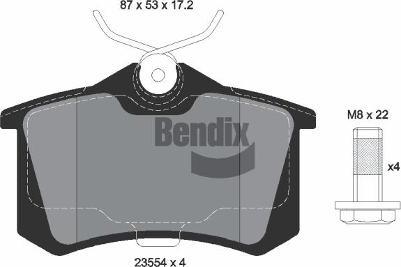 BENDIX Braking BPD1000 - Комплект спирачно феродо, дискови спирачки vvparts.bg