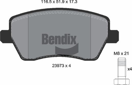 BENDIX Braking BPD1003 - Комплект спирачно феродо, дискови спирачки vvparts.bg