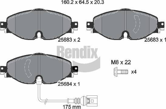 BENDIX Braking BPD1016 - Комплект спирачно феродо, дискови спирачки vvparts.bg