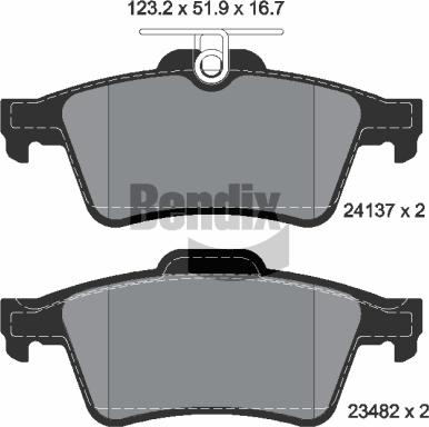 BENDIX Braking BPD1011 - Комплект спирачно феродо, дискови спирачки vvparts.bg