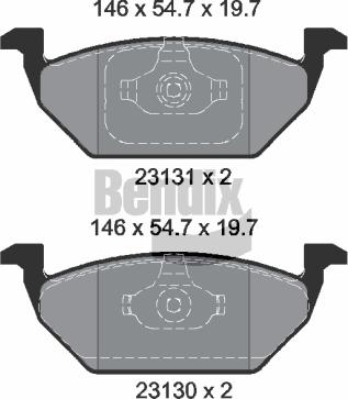 BENDIX Braking BPD1013 - Комплект спирачно феродо, дискови спирачки vvparts.bg