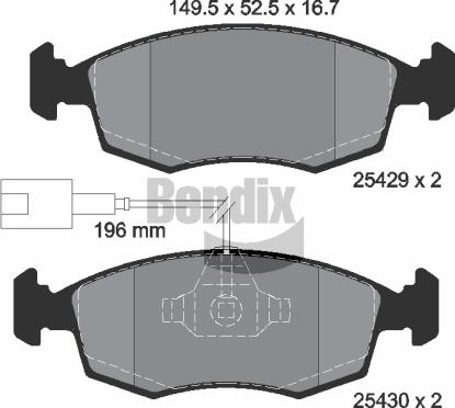 BENDIX Braking BPD1033 - Комплект спирачно феродо, дискови спирачки vvparts.bg