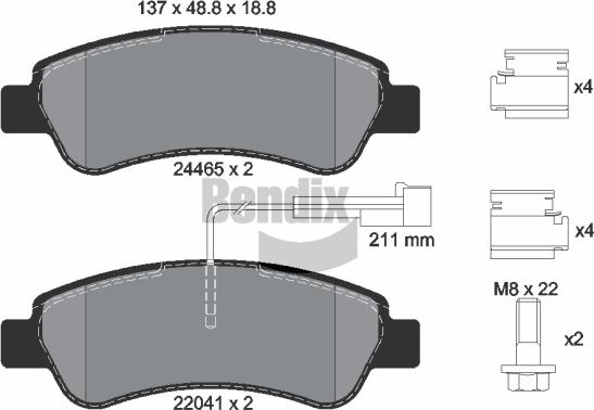 BENDIX Braking BPD1025 - Комплект спирачно феродо, дискови спирачки vvparts.bg