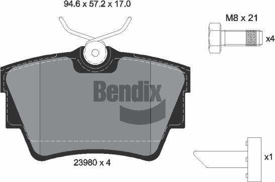 BENDIX Braking BPD1021 - Комплект спирачно феродо, дискови спирачки vvparts.bg