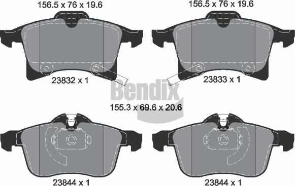 BENDIX Braking BPD1022 - Комплект спирачно феродо, дискови спирачки vvparts.bg