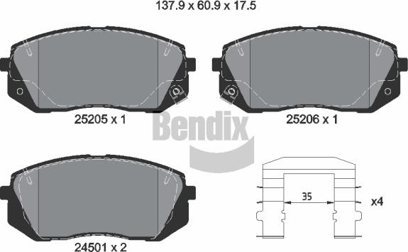 BENDIX Braking BPD1077 - Комплект спирачно феродо, дискови спирачки vvparts.bg