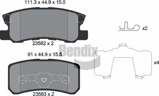 BENDIX Braking BPD1199 - Комплект спирачно феродо, дискови спирачки vvparts.bg