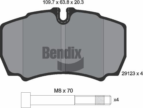 BENDIX Braking BPD1148 - Комплект спирачно феродо, дискови спирачки vvparts.bg