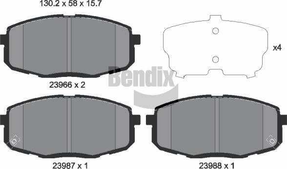 BENDIX Braking BPD1153 - Комплект спирачно феродо, дискови спирачки vvparts.bg