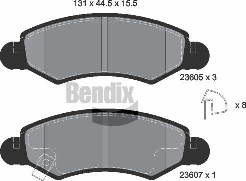 BENDIX Braking BPD1169 - Комплект спирачно феродо, дискови спирачки vvparts.bg