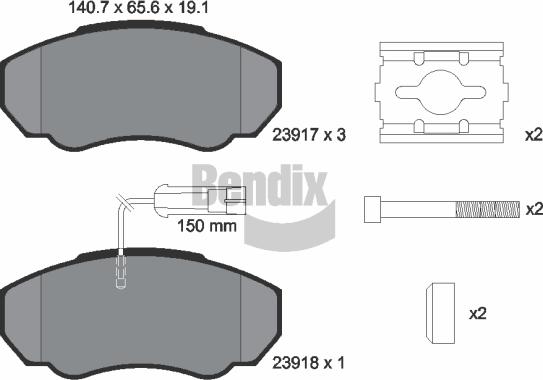 BENDIX Braking BPD1161 - Комплект спирачно феродо, дискови спирачки vvparts.bg