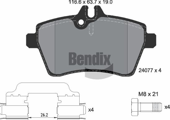 BENDIX Braking BPD1105 - Комплект спирачно феродо, дискови спирачки vvparts.bg