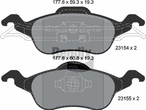 BENDIX Braking BPD1106 - Комплект спирачно феродо, дискови спирачки vvparts.bg