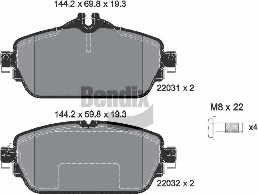 BENDIX Braking BPD1115 - Комплект спирачно феродо, дискови спирачки vvparts.bg