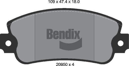 BENDIX Braking BPD1111 - Комплект спирачно феродо, дискови спирачки vvparts.bg