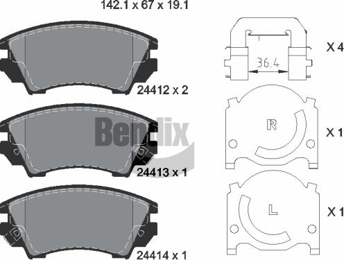BENDIX Braking BPD1180 - Комплект спирачно феродо, дискови спирачки vvparts.bg