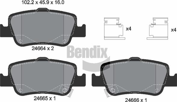 BENDIX Braking BPD1183 - Комплект спирачно феродо, дискови спирачки vvparts.bg