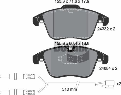 BENDIX Braking BPD1135 - Комплект спирачно феродо, дискови спирачки vvparts.bg