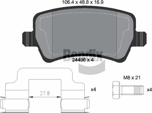 BENDIX Braking BPD1138 - Комплект спирачно феродо, дискови спирачки vvparts.bg