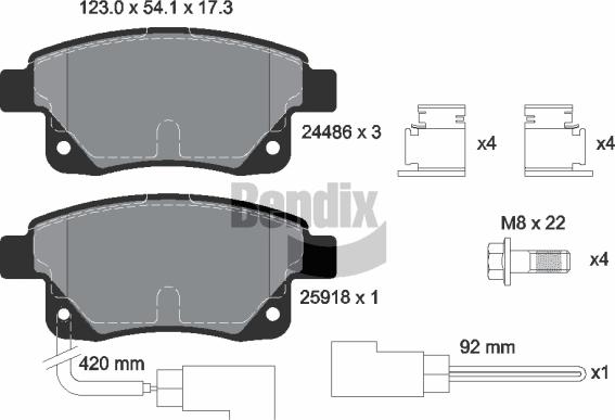 BENDIX Braking BPD1121 - Комплект спирачно феродо, дискови спирачки vvparts.bg