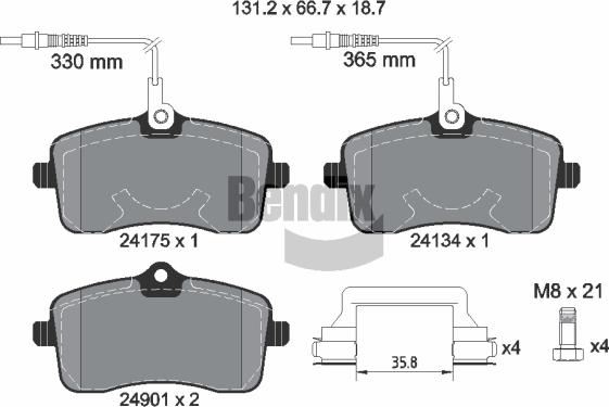 BENDIX Braking BPD1174 - Комплект спирачно феродо, дискови спирачки vvparts.bg