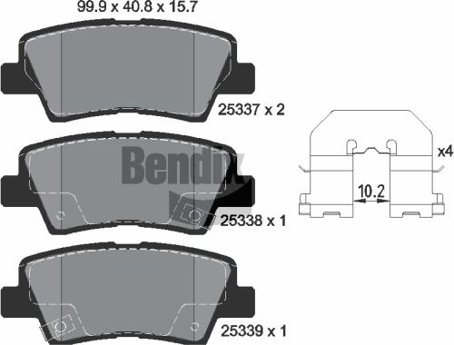BENDIX Braking BPD1176 - Комплект спирачно феродо, дискови спирачки vvparts.bg