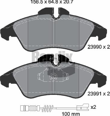 BENDIX Braking BPD1170 - Комплект спирачно феродо, дискови спирачки vvparts.bg