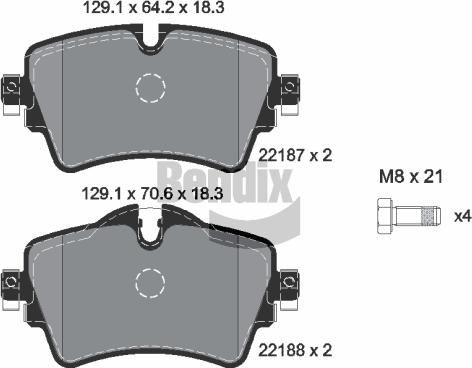 BENDIX Braking BPD1171 - Комплект спирачно феродо, дискови спирачки vvparts.bg