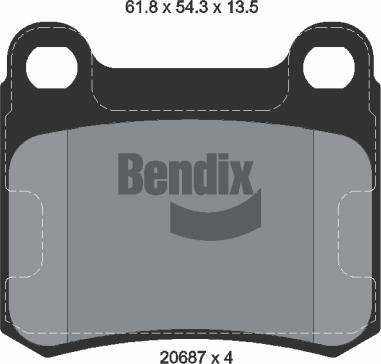 BENDIX Braking BPD1173 - Комплект спирачно феродо, дискови спирачки vvparts.bg