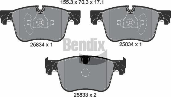 BENDIX Braking BPD1399 - Комплект спирачно феродо, дискови спирачки vvparts.bg