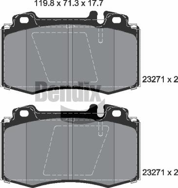 BENDIX Braking BPD1398 - Комплект спирачно феродо, дискови спирачки vvparts.bg